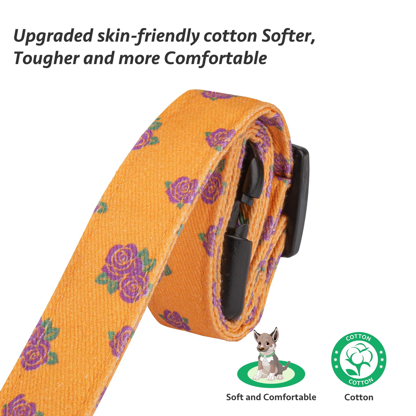 Cotton Handmade Dog Collar Cute And Distinctive Patterns Yellow Rose With Pendant For Girl Boy Dogs Collars M